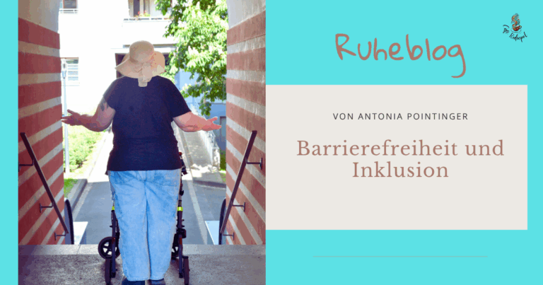 Beitragsbild ich wie ich mit dem Rollator vor einer für mich unüberwindlichen Treppe stehe