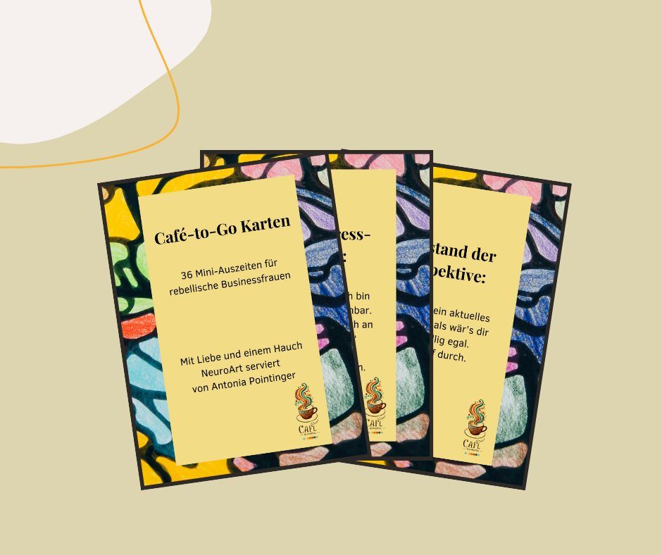 Abbildung von drei Karten des 36 teiligen Kartensets Café to go