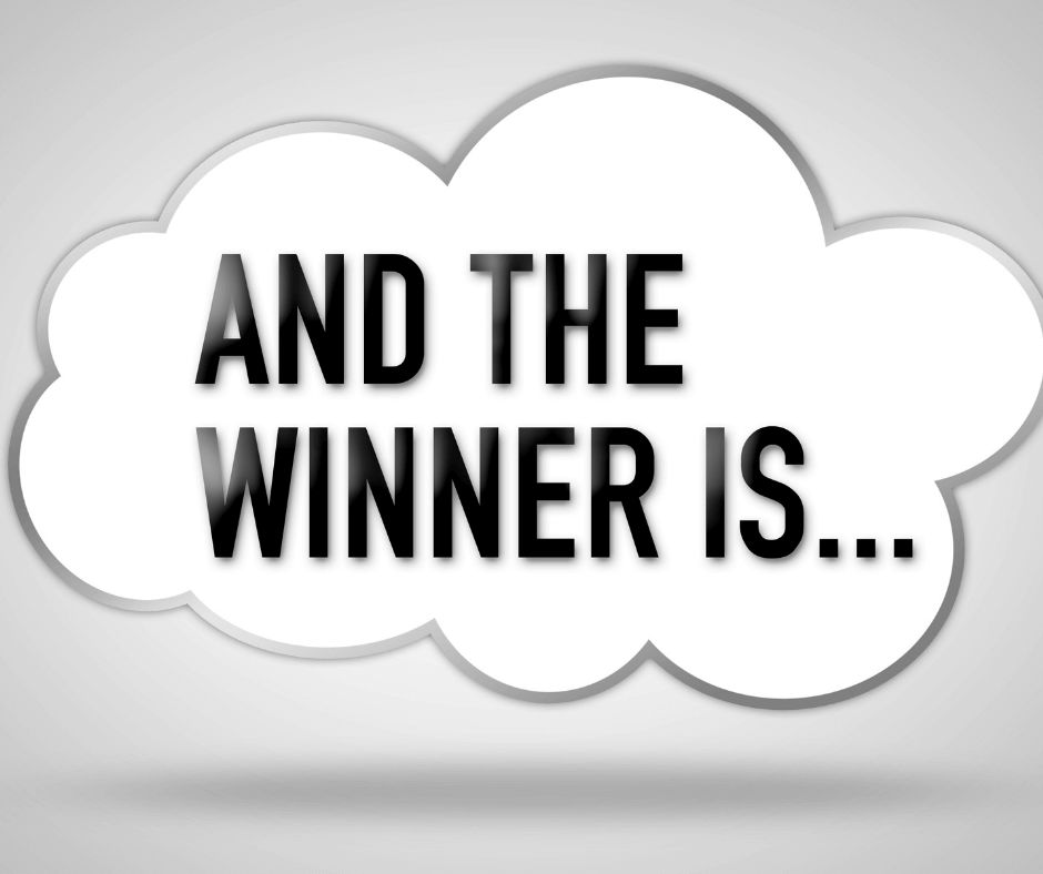 Eine Sprechblase mit der Schrift "And the winner is..."