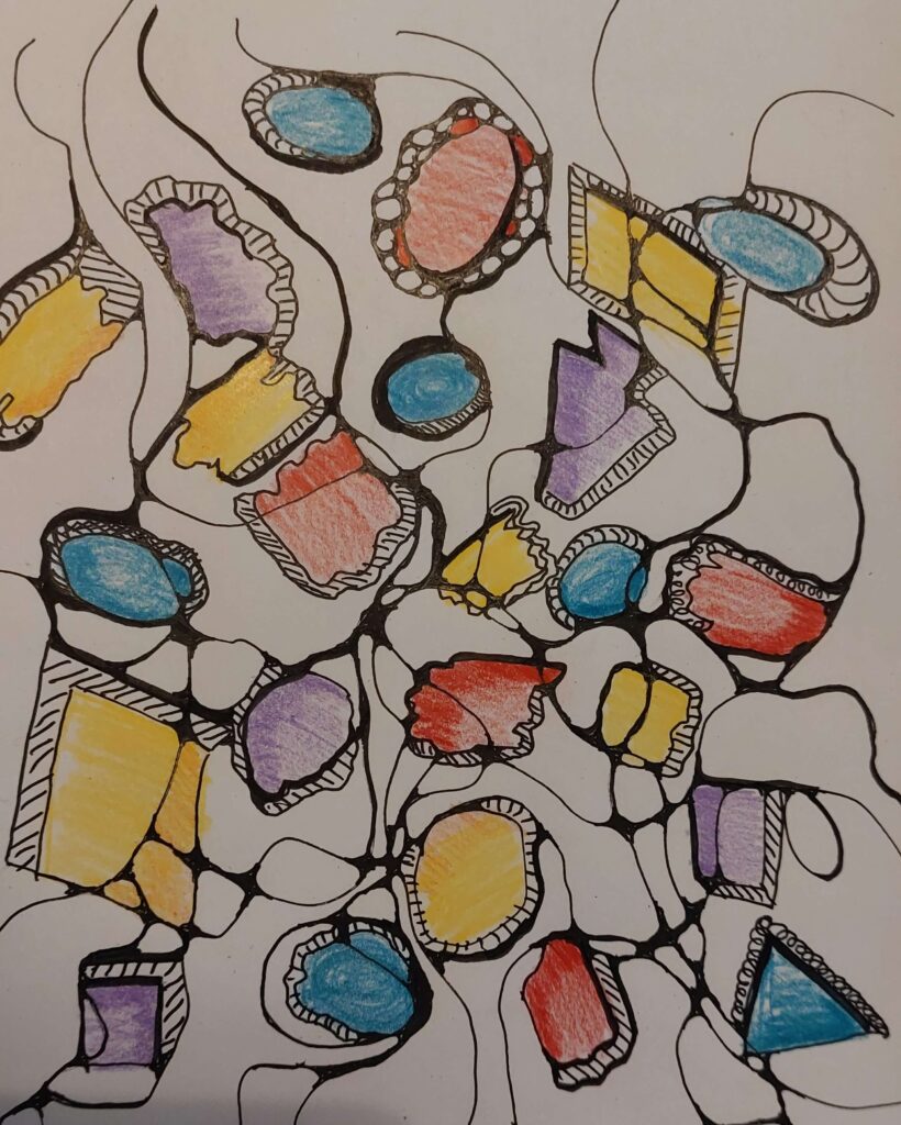 ein buntes Bild, entstanden bei einer der kostenfreien Neurozeichensessions