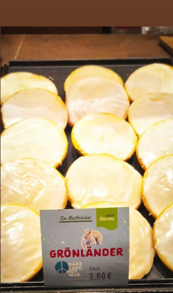 So geht Politik und Business auch, das Gebäck "Amerikaner" wird umbenannt zu Grönländer in einer Bäckerei